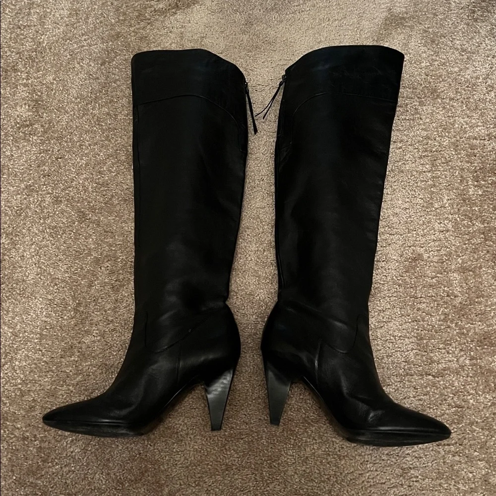 Black Over-the-Knee Women's Guess Soft Leather Heeled Boots Size 9 1/2M